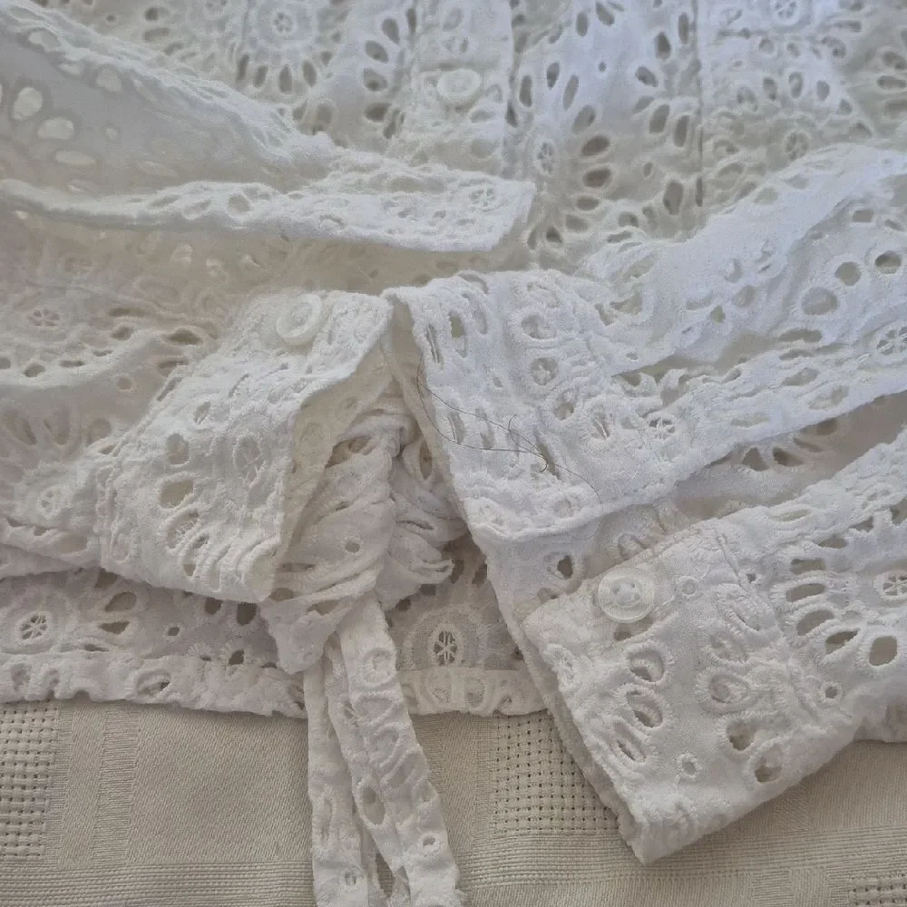 Guess White Embroidered Eyelet Button-Down Shirt - Picture 12 of 16